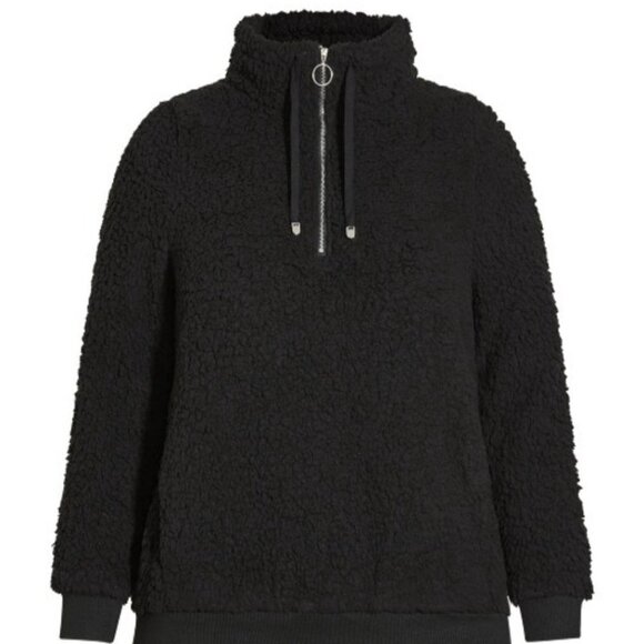 NWT ZIM & ZOE Teddy Fleece Sweat Top - black Size 14‎ - Picture 4 of 9
